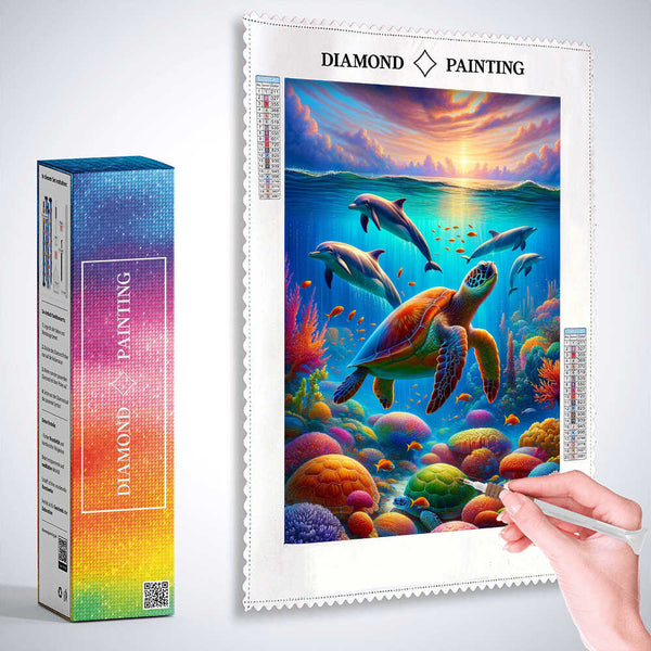 Turtle Family Dolphins — Diamond Painting Kit, product view 3