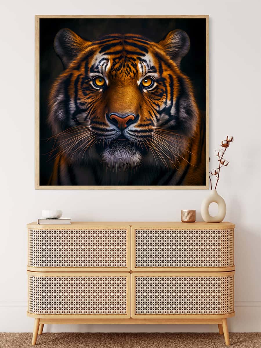 Tiger frontal view — Diamond Painting Kit, product view 3
