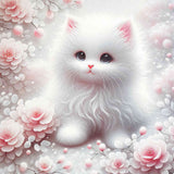 Pink flower cat — Diamond Painting Kit design