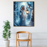 Woman with Lantern Snowy Owl — Diamond Painting Kit, product view 2
