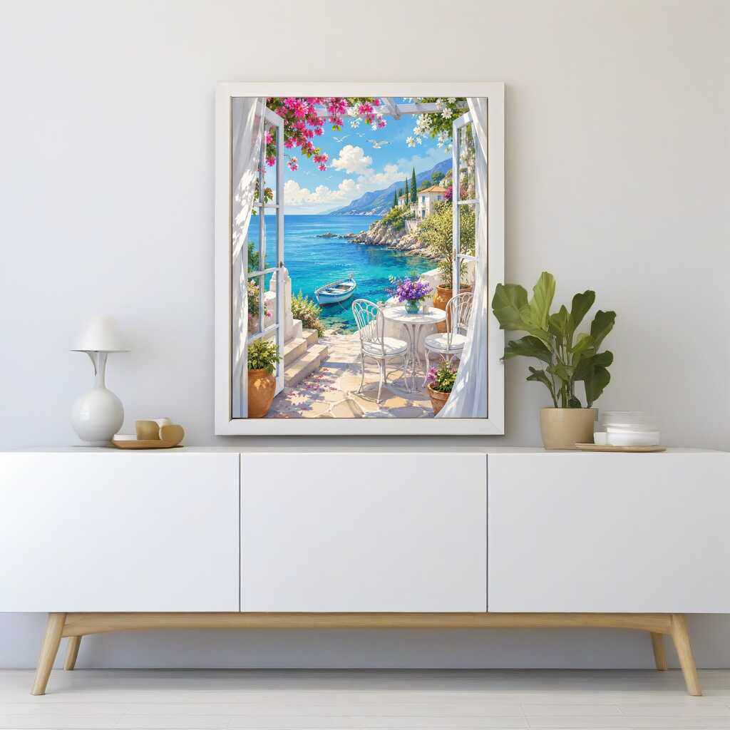 Mediterranean Morning Terrace — Diamond Painting Kit, product view 2