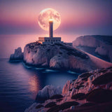 Lighthouse, full moon — Diamond Painting Kit design