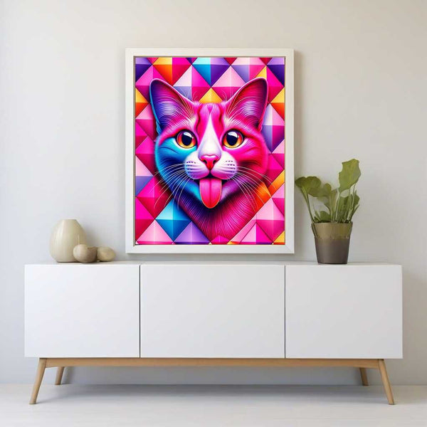 Cat sticks out tongue — Diamond Painting Kit, product view 2
