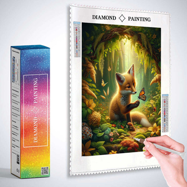 Friendship fox and butterfly — Diamond Painting Kit, product view 3