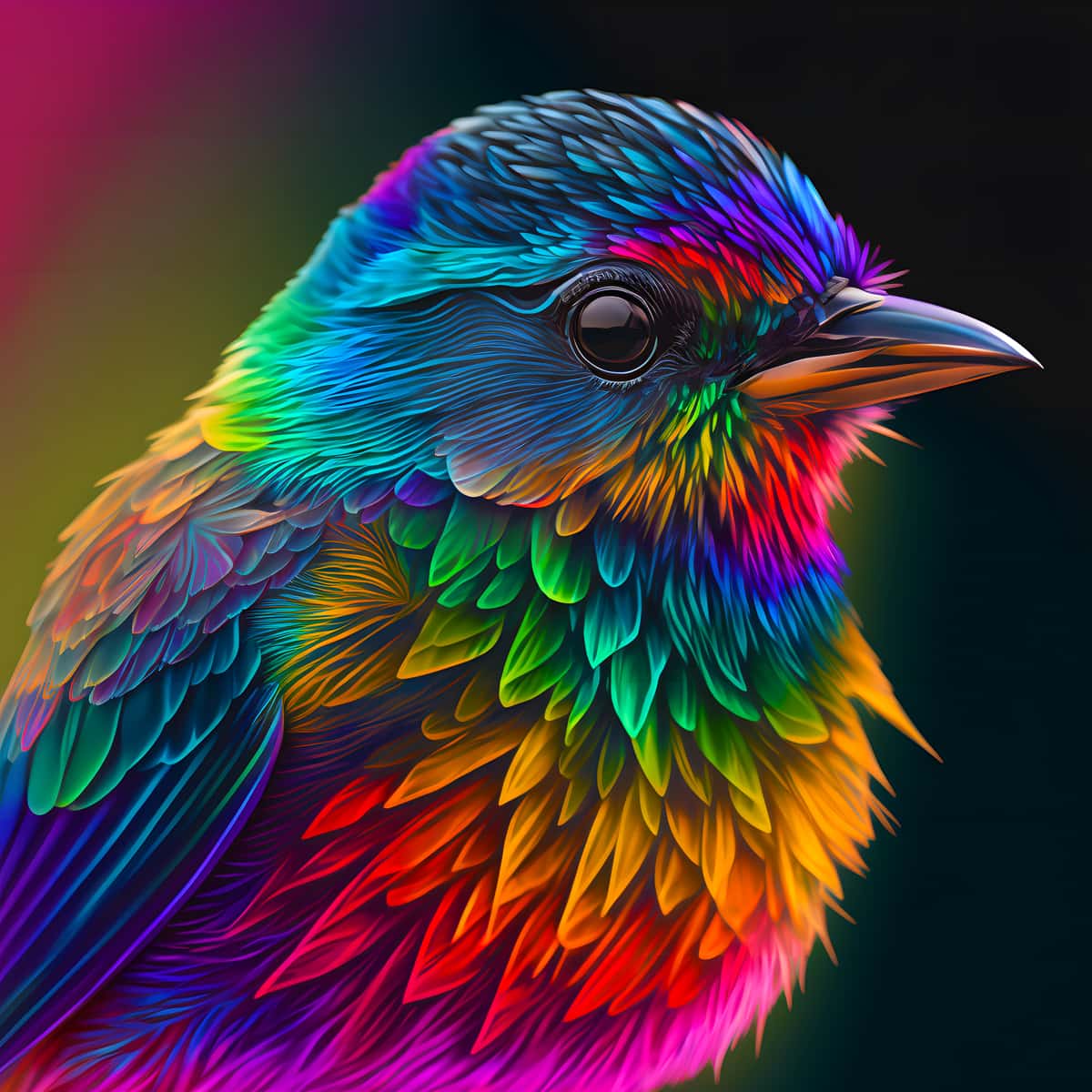 Colorful bird sideways — AB Diamond Painting Kit design
