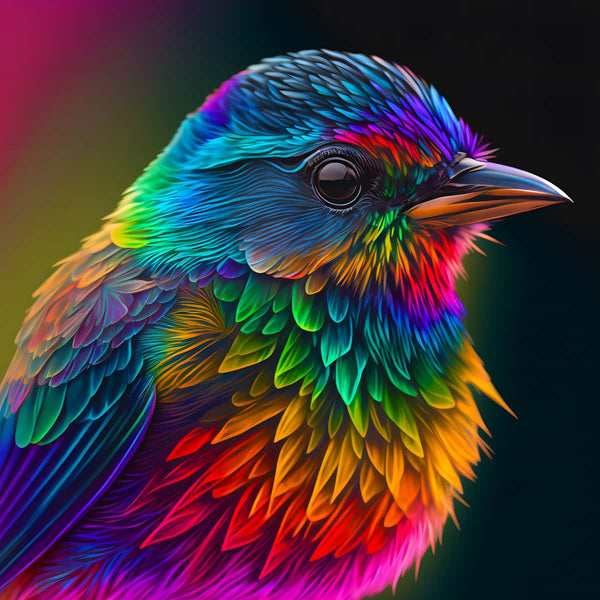 Colorful bird sideways — AB Diamond Painting Kit design