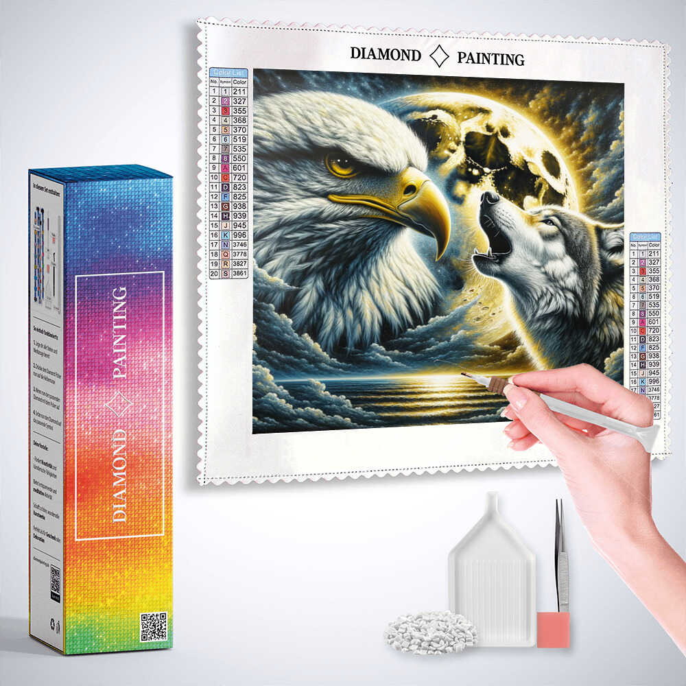 Eagle and howling wolf — Diamond Painting Kit, product view 3