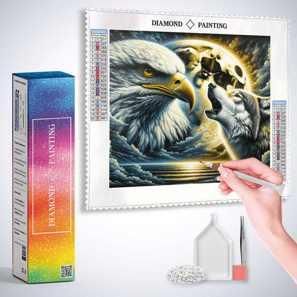 Eagle and howling wolf — Diamond Painting Kit, product view 3