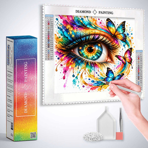 Colorful butterflies, eye — Diamond Painting Kit, product view 3