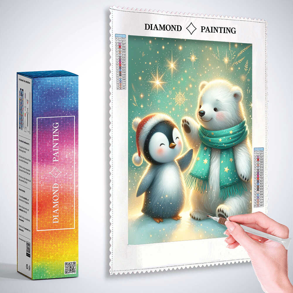 Polar bear and penguin friendship — Diamond Painting Kit, product view 3