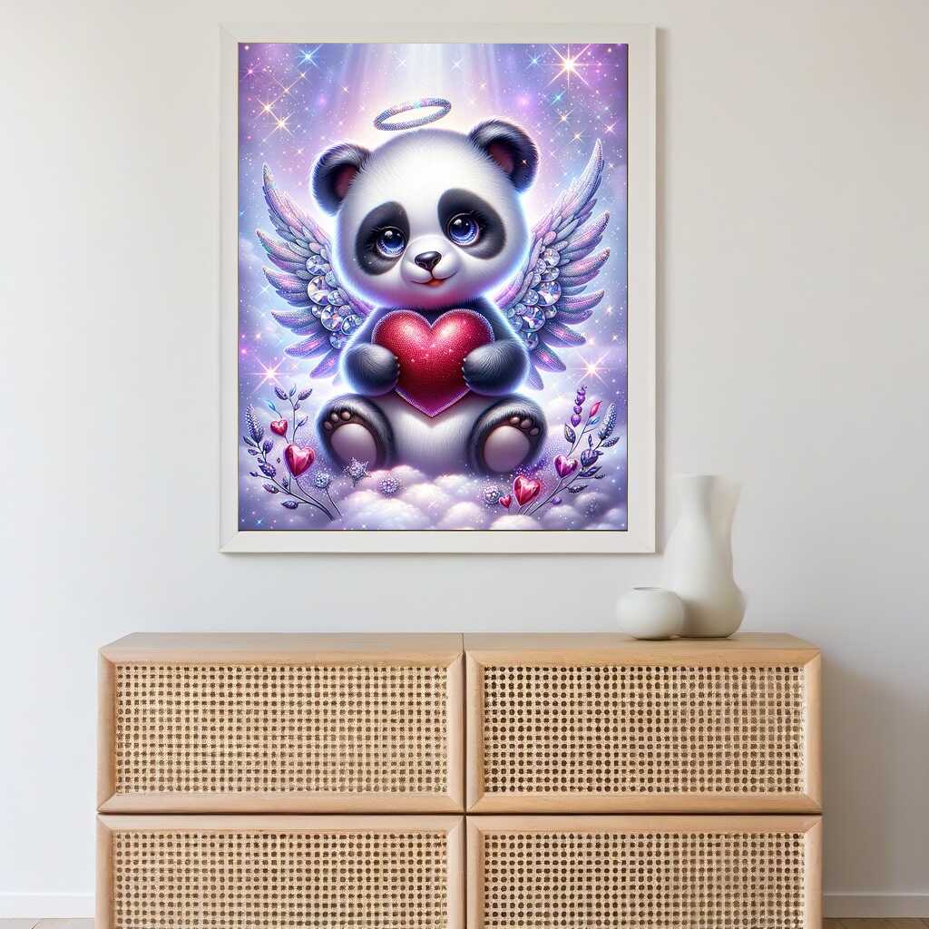 Panda pendant with heart — Diamond Painting Kit, product view 2