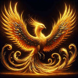 Phoenix Awakening, Golden — Diamond Painting Kit design