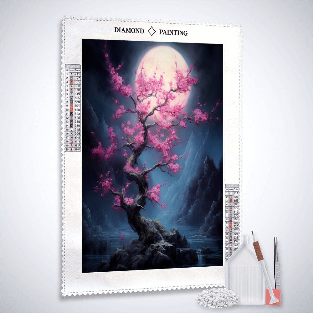 Moonlight Peach Tree — Diamond Painting Kit, product view 2