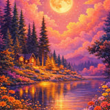 Moonlit Lake Magic — Diamond Painting Kit design