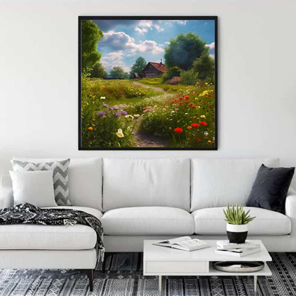 Village idyll on the meadow — Diamond Painting Kit, product view 3