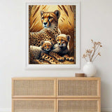 Leopard mother with children — Diamond Painting Kit, product view 2