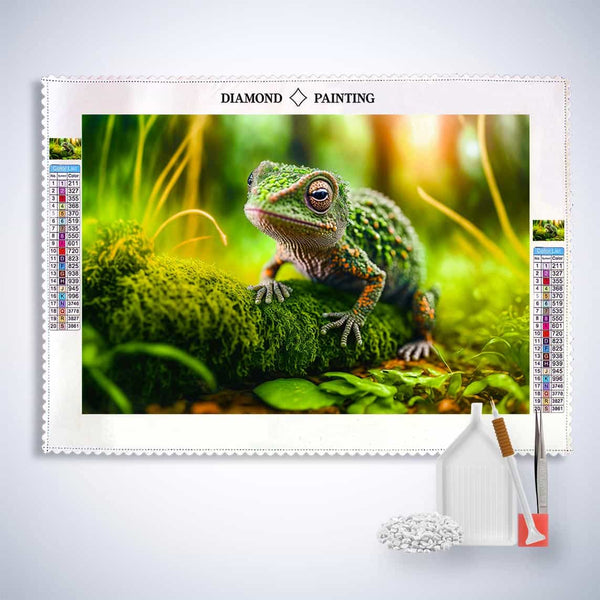 Chameleon in green — Diamond Painting Kit, product view 3