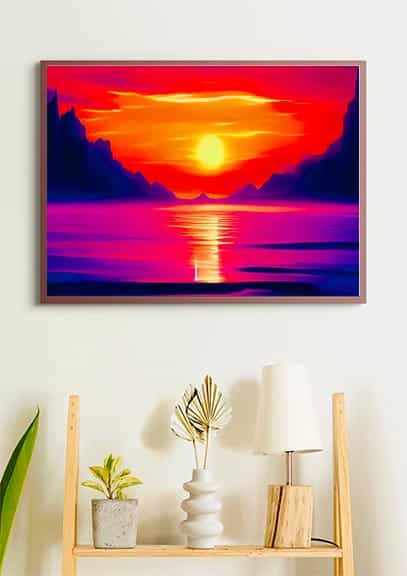 Mountains sea and sunrise — Diamond Painting Kit, product view 4