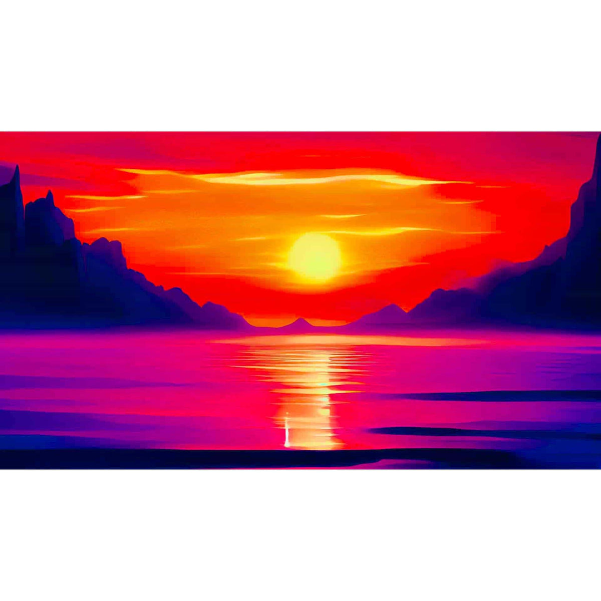 Mountains sea and sunrise — Diamond Painting Kit design