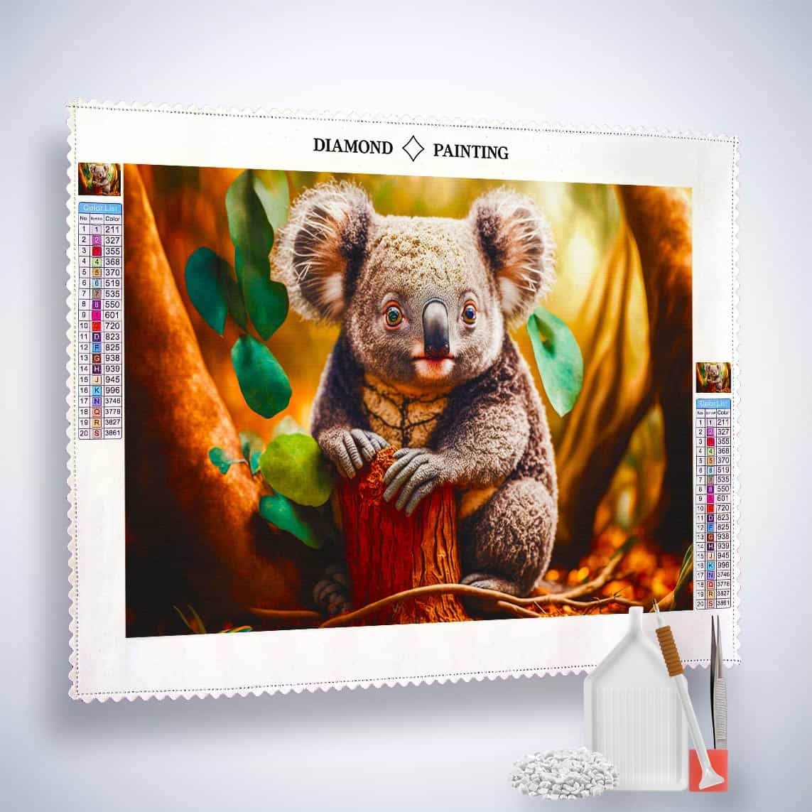 Koala bear on forest floor — Diamond Painting Kit, product view 2