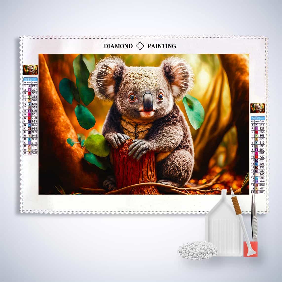 Koala bear on forest floor — Diamond Painting Kit, product view 3