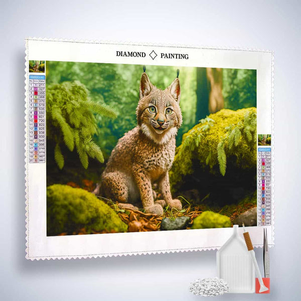 Lynx child in the forest — Diamond Painting Kit, product view 2