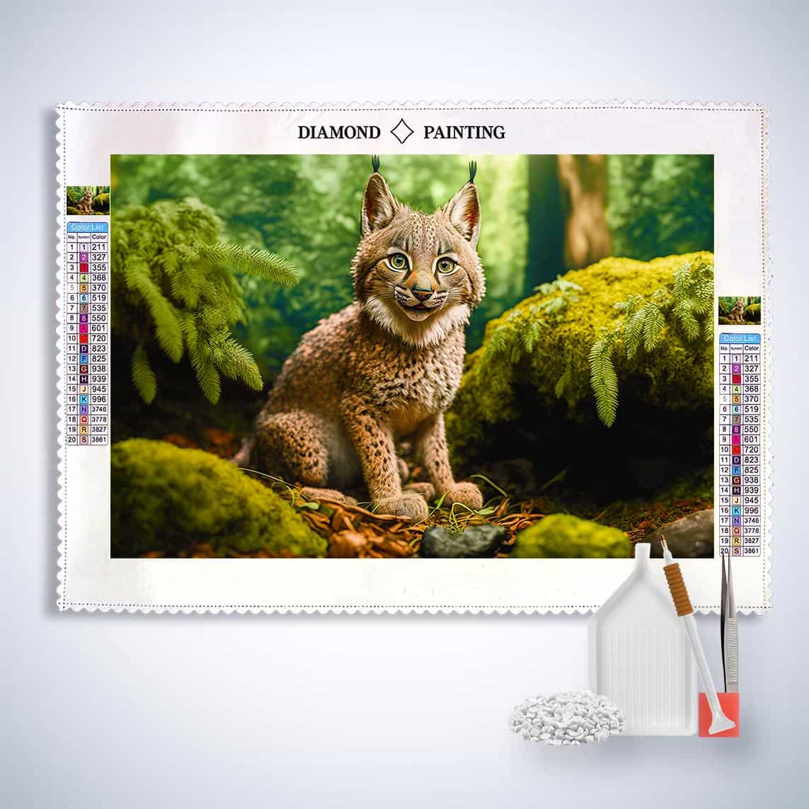 Lynx child in the forest — Diamond Painting Kit, product view 3