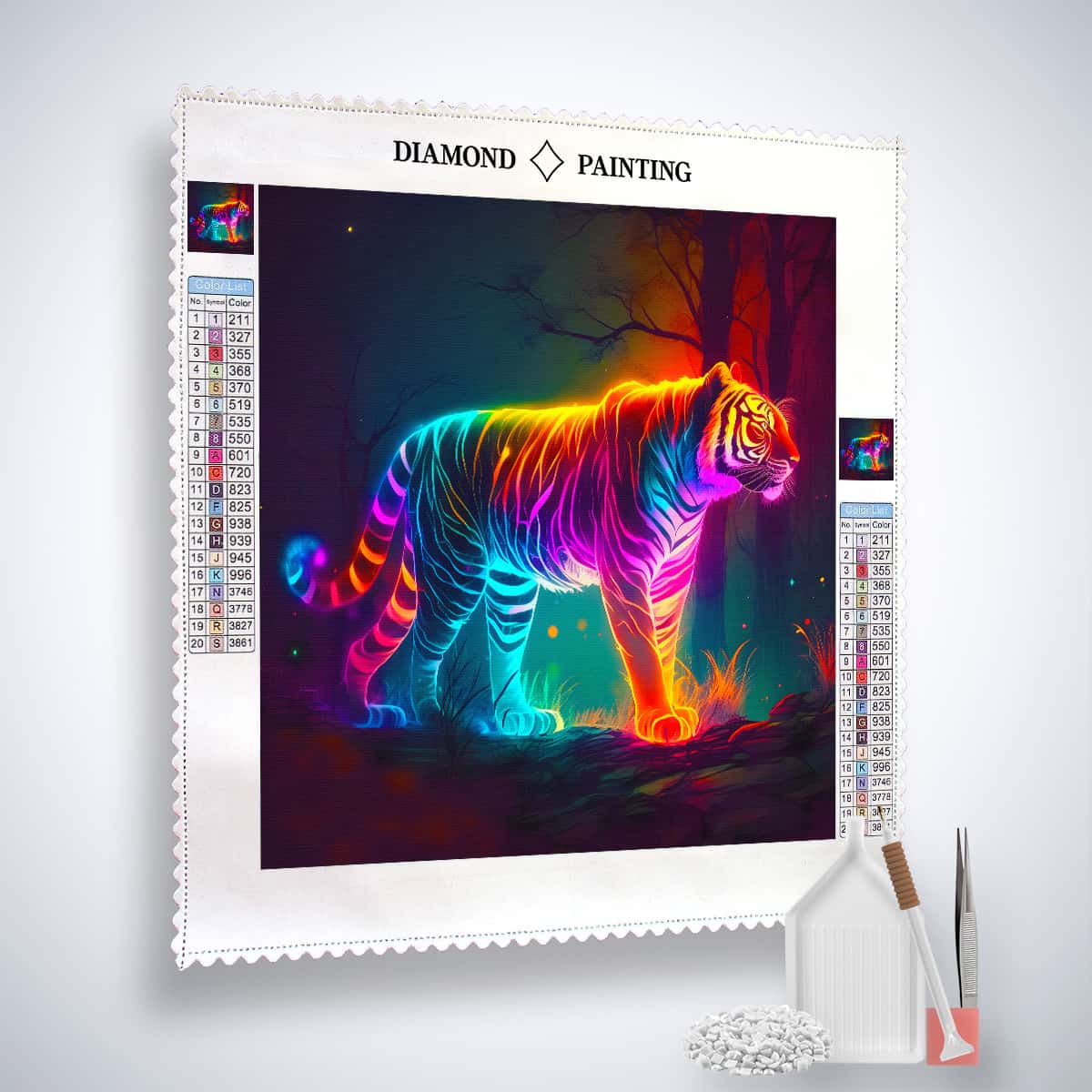 Brightly colored tiger — AB Diamond Painting Kit, product view 2