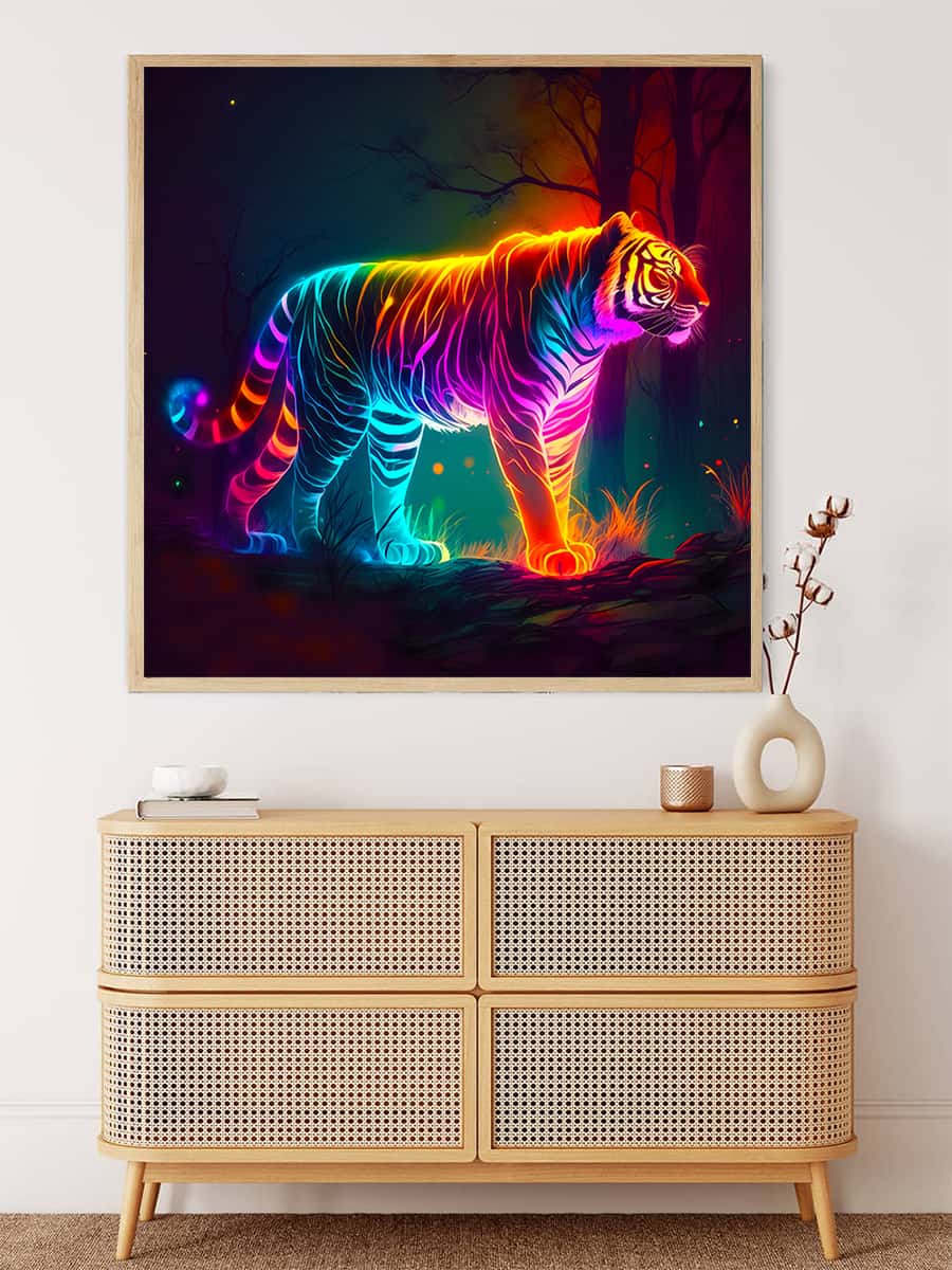 Brightly colored tiger — AB Diamond Painting Kit, product view 3