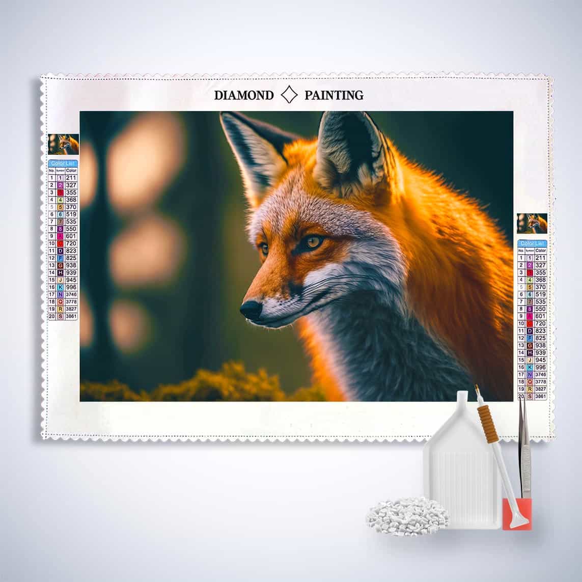 Fox portrait — Diamond Painting Kit, product view 3