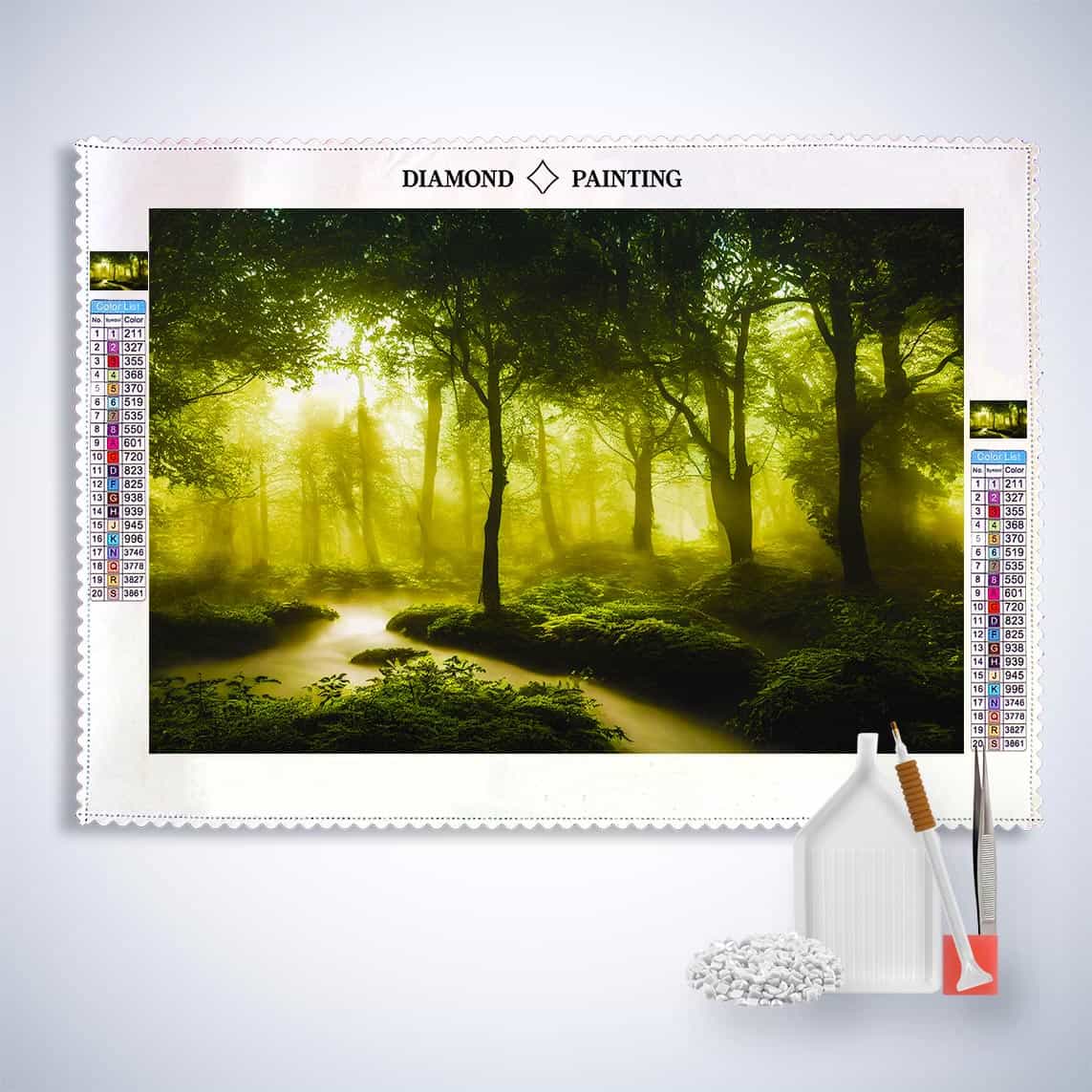 River in green forest — Diamond Painting Kit, product view 3