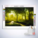 River in green forest — Diamond Painting Kit, product view 3