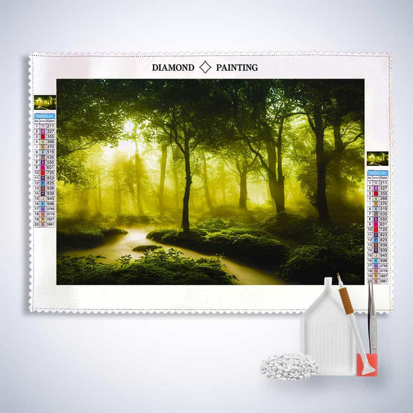 River in green forest — Diamond Painting Kit, product view 3