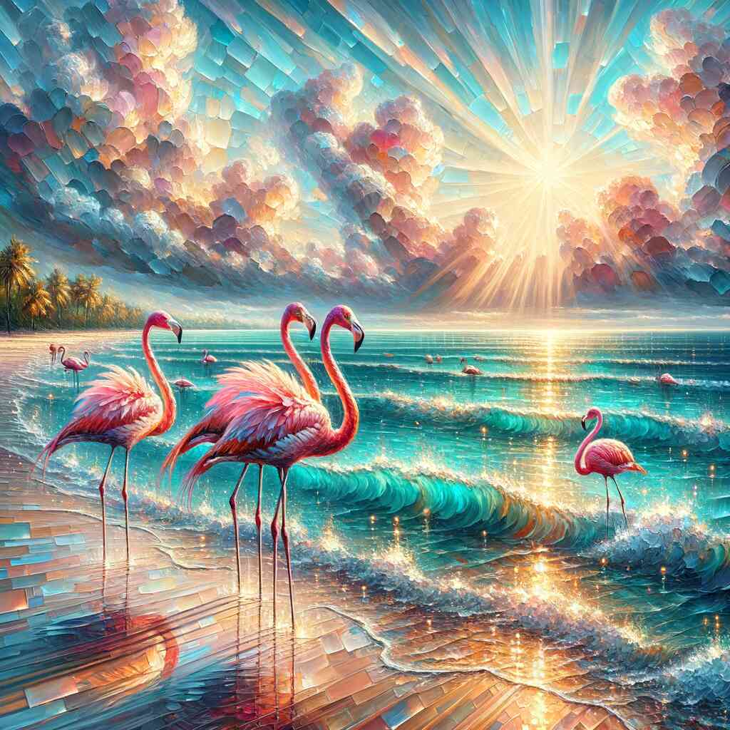 Diamond Painting - Flamingos at the sea