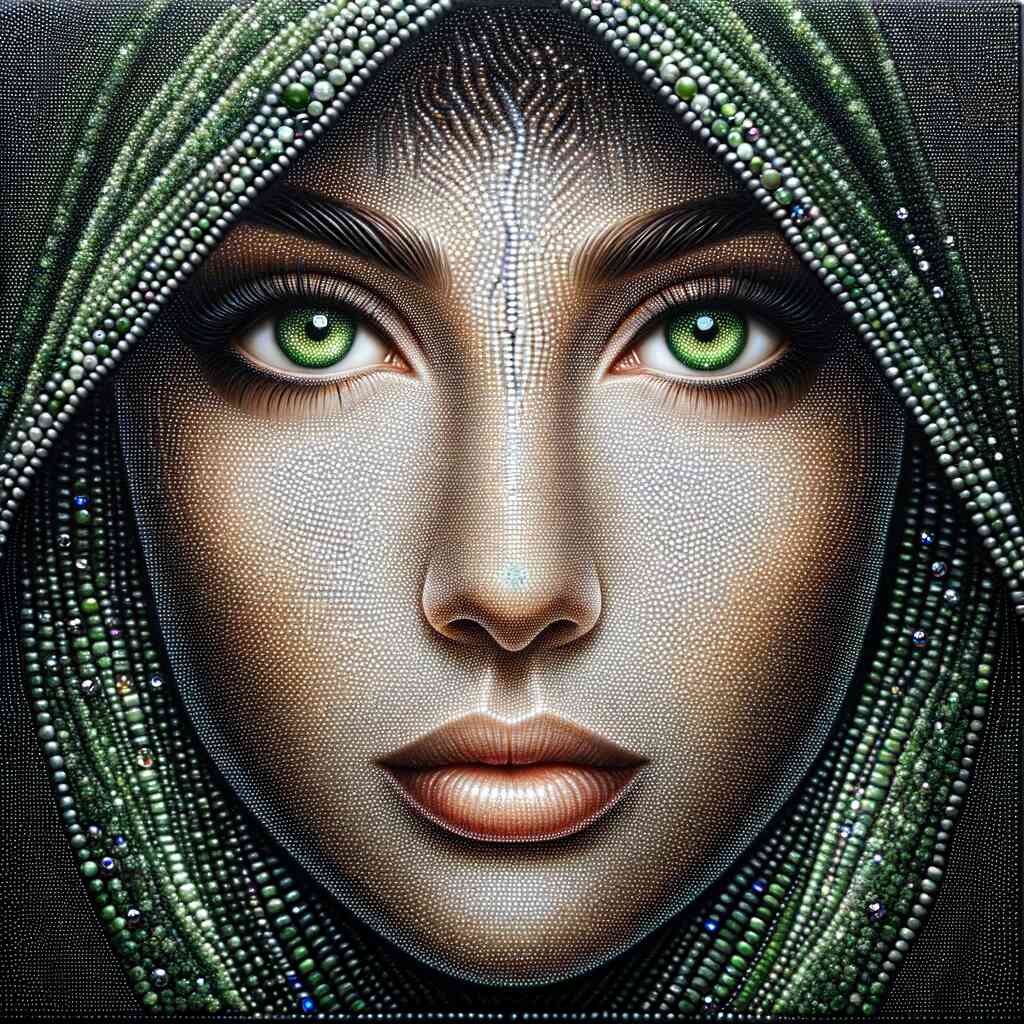 Diamond Painting - Woman with green and black scarf