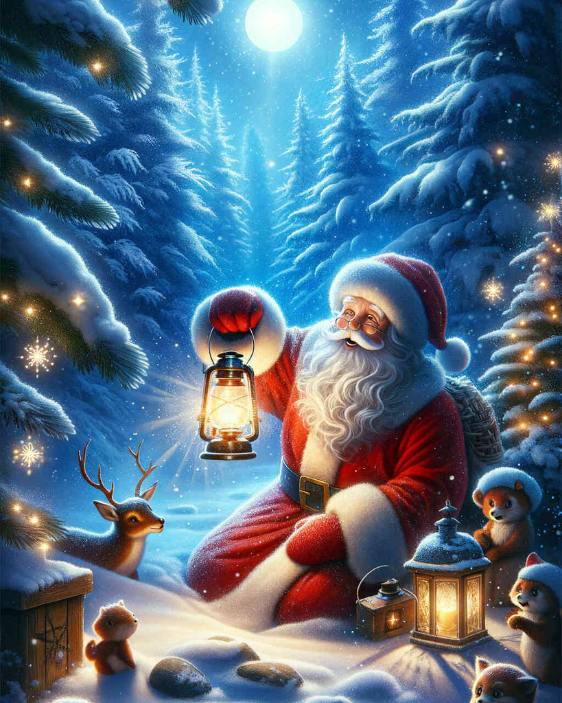 Diamond Painting - Santa Claus in lantern light