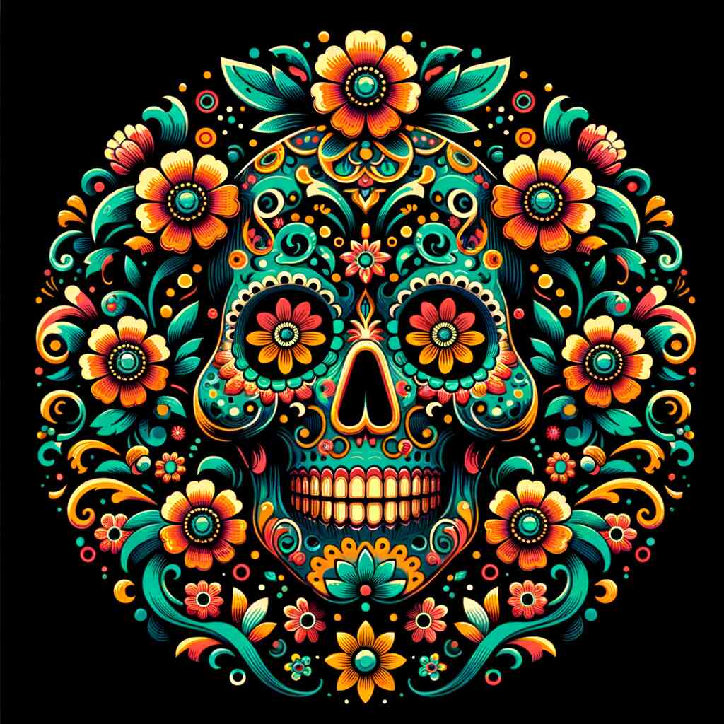 Diamond Painting - Los Muertos, flowers and skull