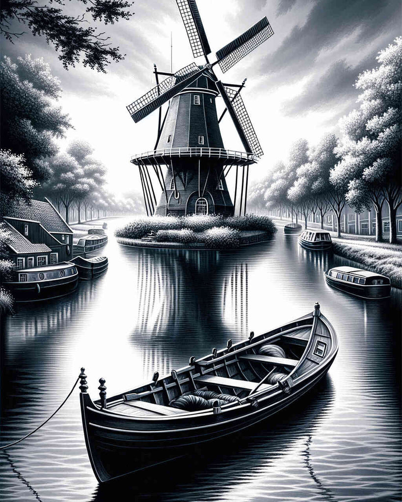 Diamond Painting - Windmill and boat