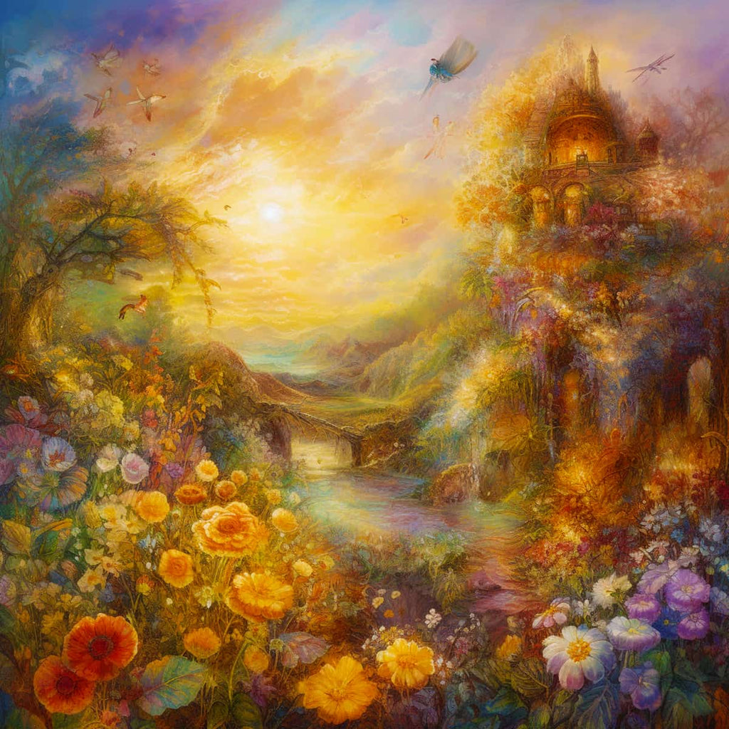 Diamond Painting - Sonnenstrahlen im Laub - gedruckt in Ultra-HD - bekannte künstler, Josephine Wall, Neu eingetroffen, Quadratisch