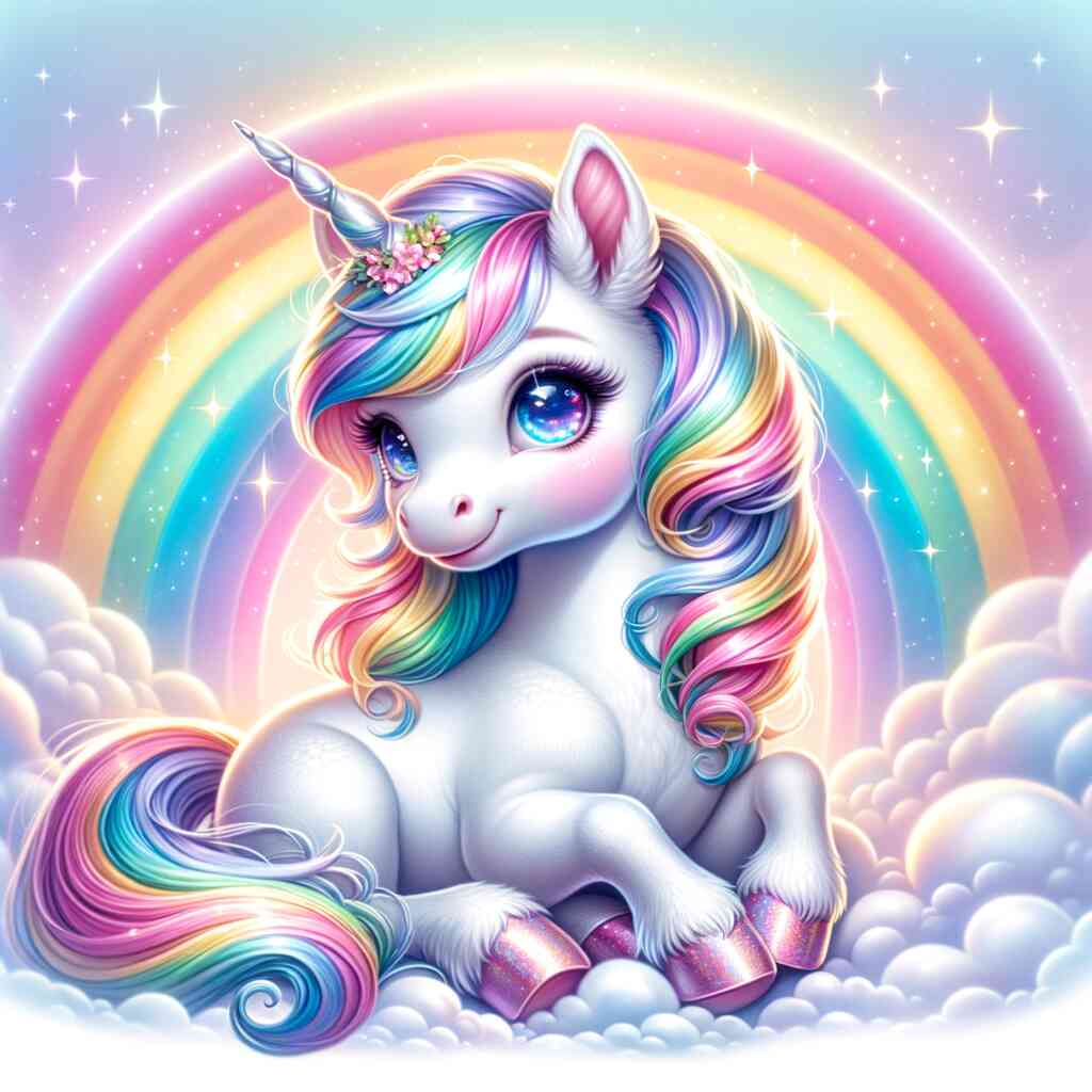 Diamond Painting - Unicorn in front of rainbow