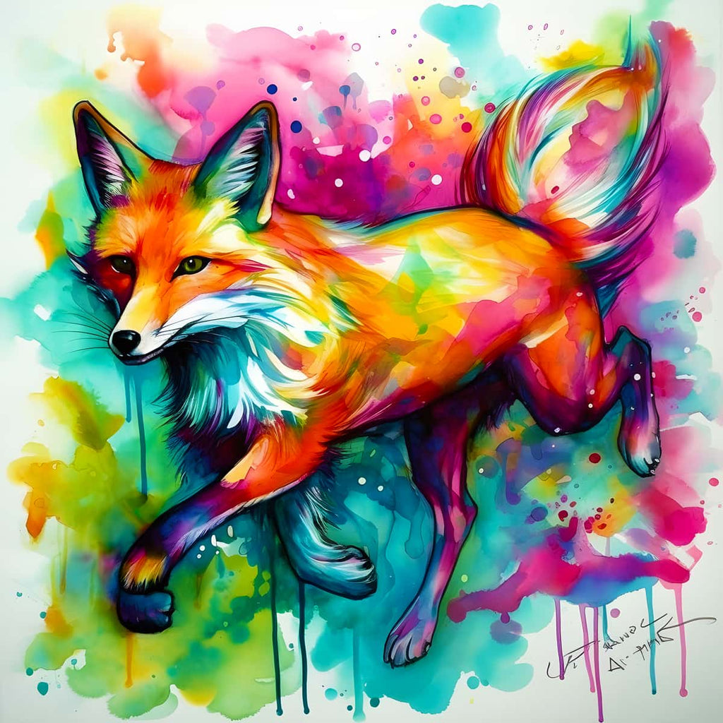 Diamond Painting - Fuchs Abstrakt - gedruckt in Ultra-HD - Fuchs, Neu eingetroffen, Quadratisch, Tiere