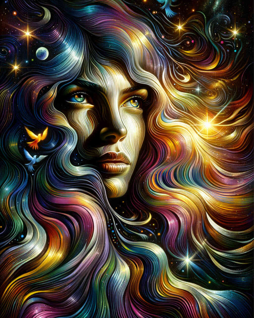 Diamond Painting - rainbow hair, moonlight