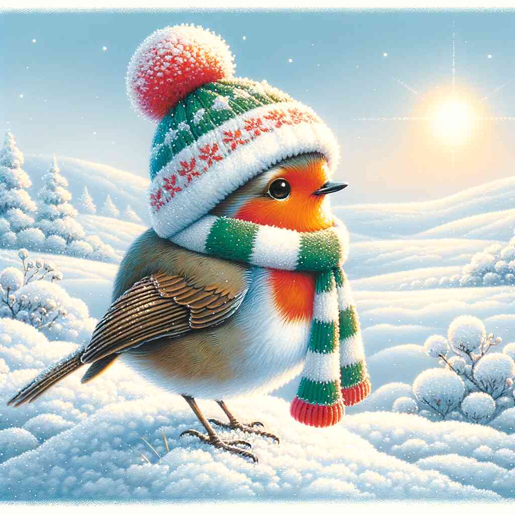Diamond Painting - robin with scarf and cap