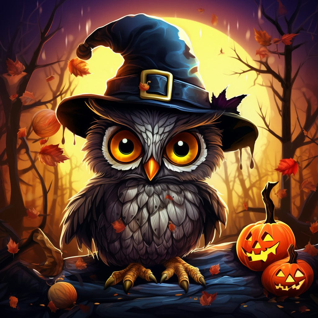 Diamond Painting - Owl with pumpkin