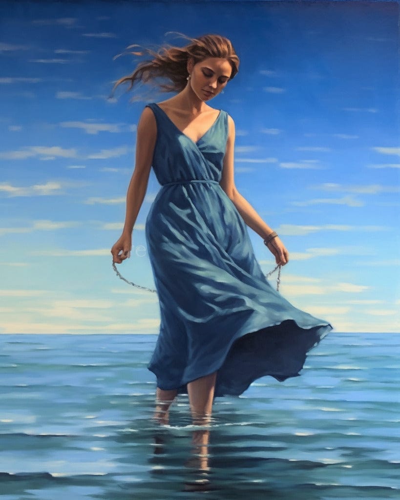 Diamond Painting - Woman by the sea, Blue dress