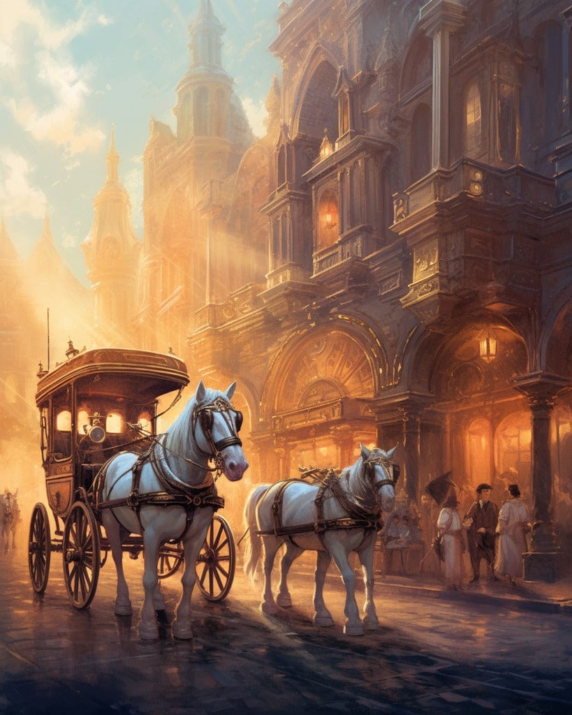 Diamond Painting - Golden city, horse-drawn carriage