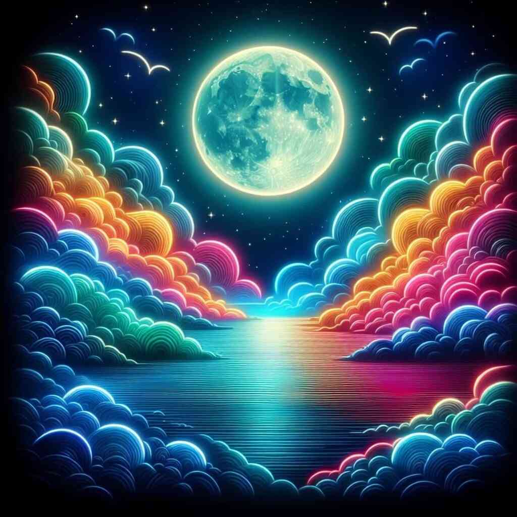 Diamond Painting - Moon magic over the neon sea