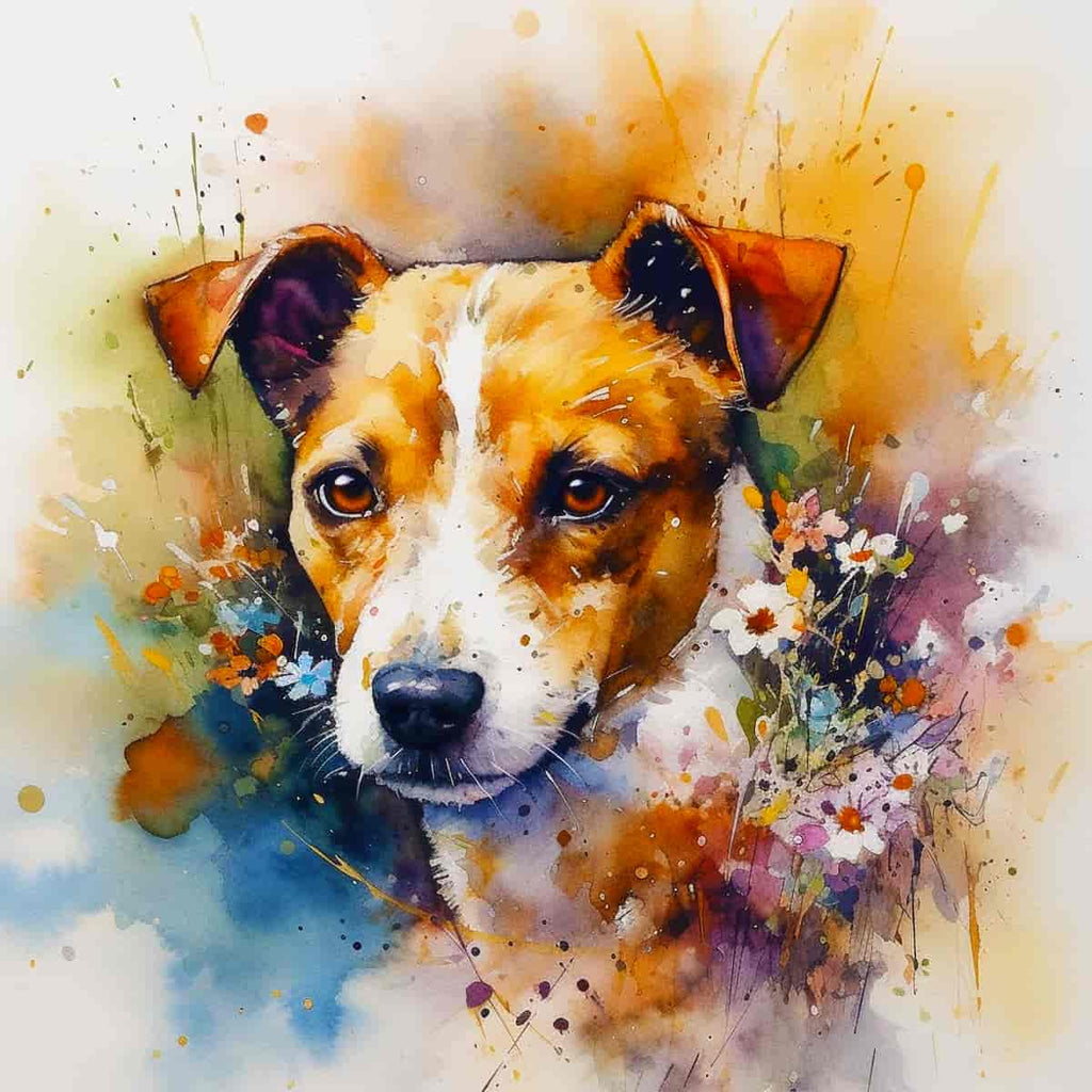 Diamond Painting - Treuer Freund - gedruckt in Ultra-HD - Aquarell, Hund, Neu eingetroffen, Quadratisch, Tiere