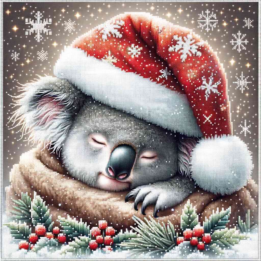 Diamond Painting - Koala with Christmas hat