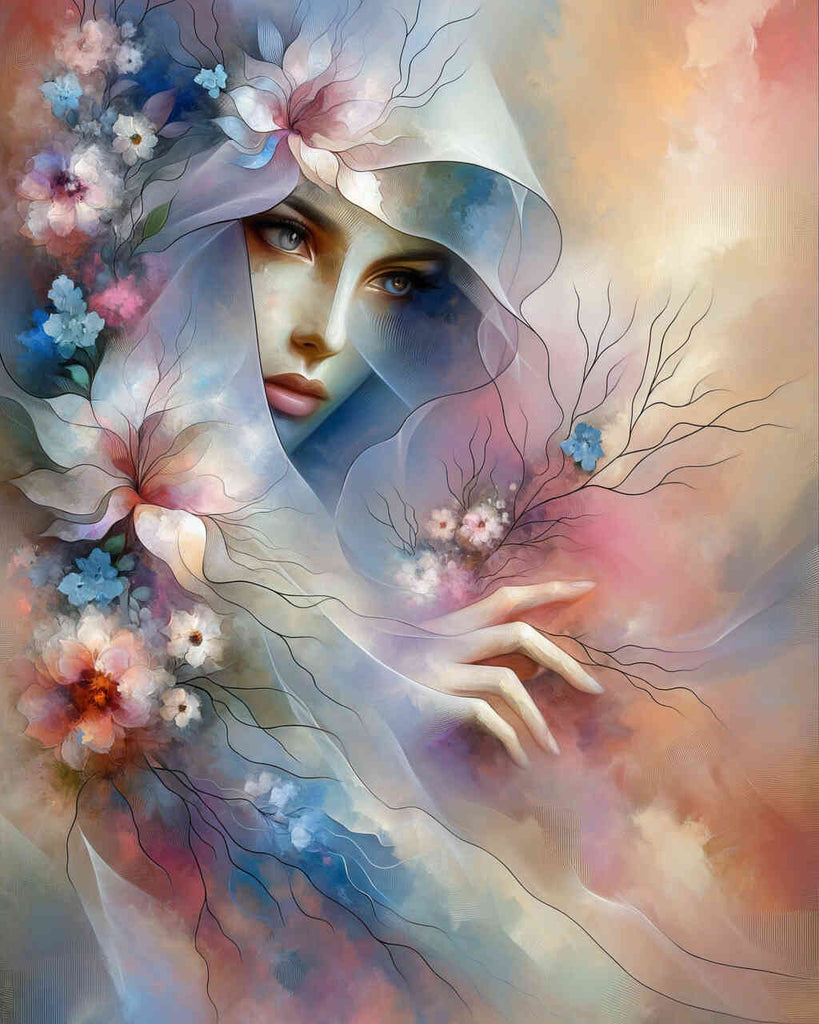 Diamond Painting - Abstract woman with flowers